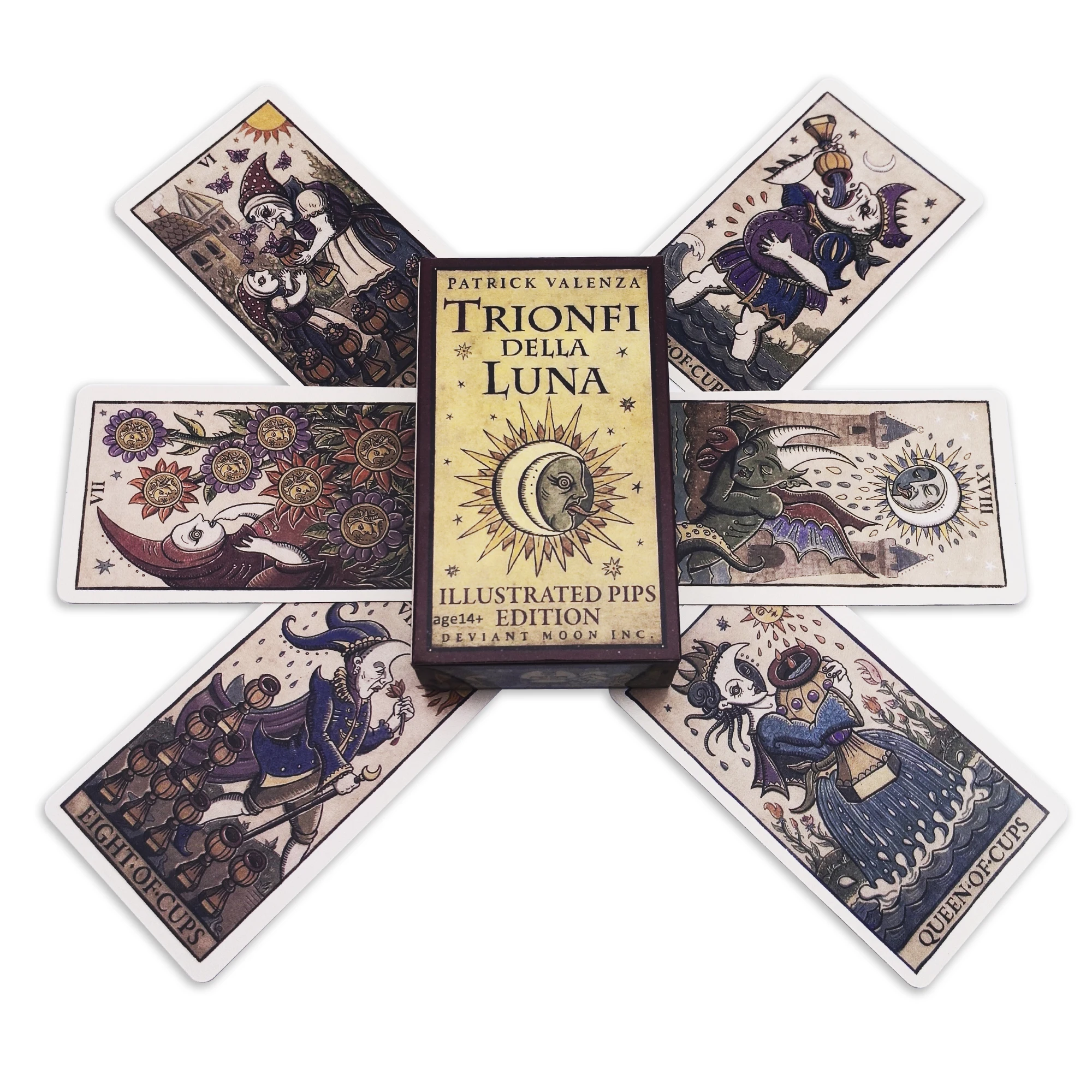 

78 Cards/Deck Trionfi Della Luna Illustrated Tarot, Fortune-telling Moo Oracle Divination, Creative Board Game For Beginners