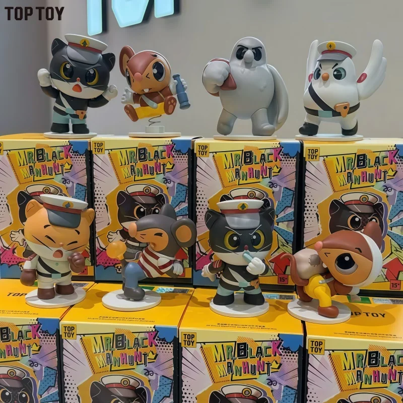 トップトイ-ブラックキャット・シェリフ-ブラインドボックス-フィギュア-おもちゃ-オーナメント-コレクタブル-デスクトップデコレーション-誕生日プレゼント-コレクター向け