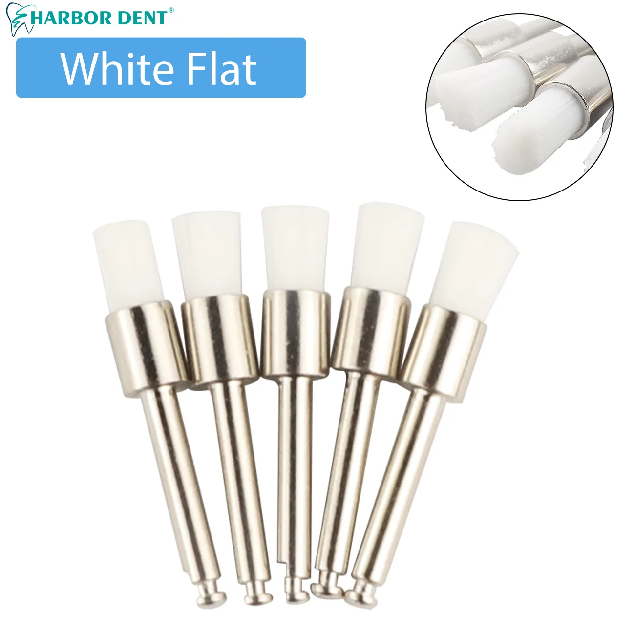 50Pcs Dental Polishing Brush Nylon Latch Small Flat/Sharp Polishing Dentistry Lab Prophylaxis Brushes