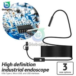 5.5 MM IP67 Waterproof Endoscope Camera 6 LEDs Adjustable USB Android Flexible Inspection Borescope Cameras for Phone PC