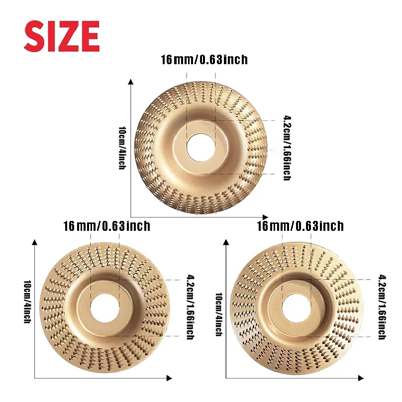XMSJ 3PCS Wood Carving Disc for Angle Grinder, Wood Shaping Grinding Wheel Sanding Disc, Woodworking Angle Grinder Attachment