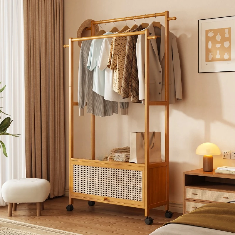 Medieval coat rack Floor-to-ceiling multi-functional household simple bedroom Storage hanger Shelf for hanging clothes