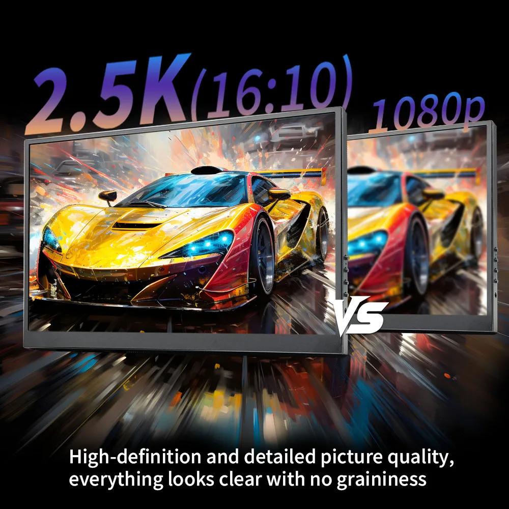 18 Inch 200Hz Portable Monitor For Gaming 2.5K QHD Big Screen Laptop Extended Display With VESA Hole Back Bracket