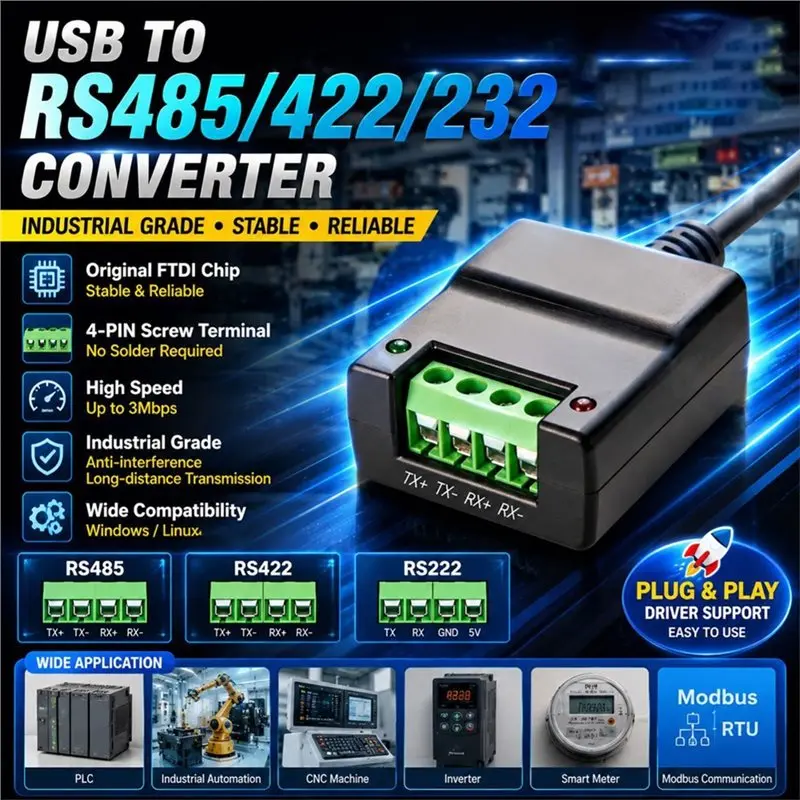 A53M-FT232RL RS232 Converter Adapter 4 Pin Screw Terminal No Solder Serial Communication Module