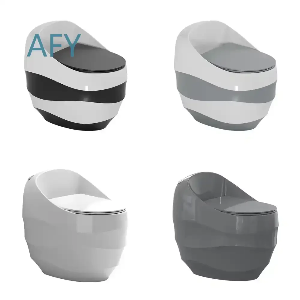 Modern Grey Egg-shaped Toilet for Small Apartments Siphonic Water-saving Creative Luxury Colored Residential Commode New