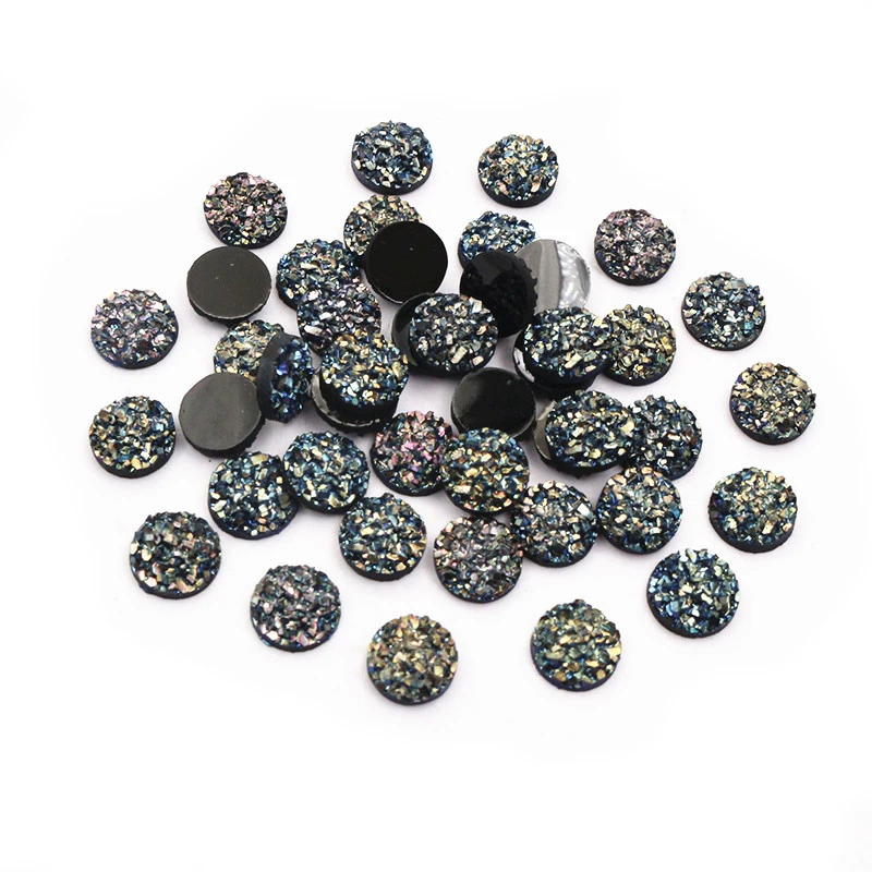 New Fashion 40pcs 8mm 10mm AB Purple Flat Back Resin Cabochons Cameo Dome DIY Jewelry Making Accessories