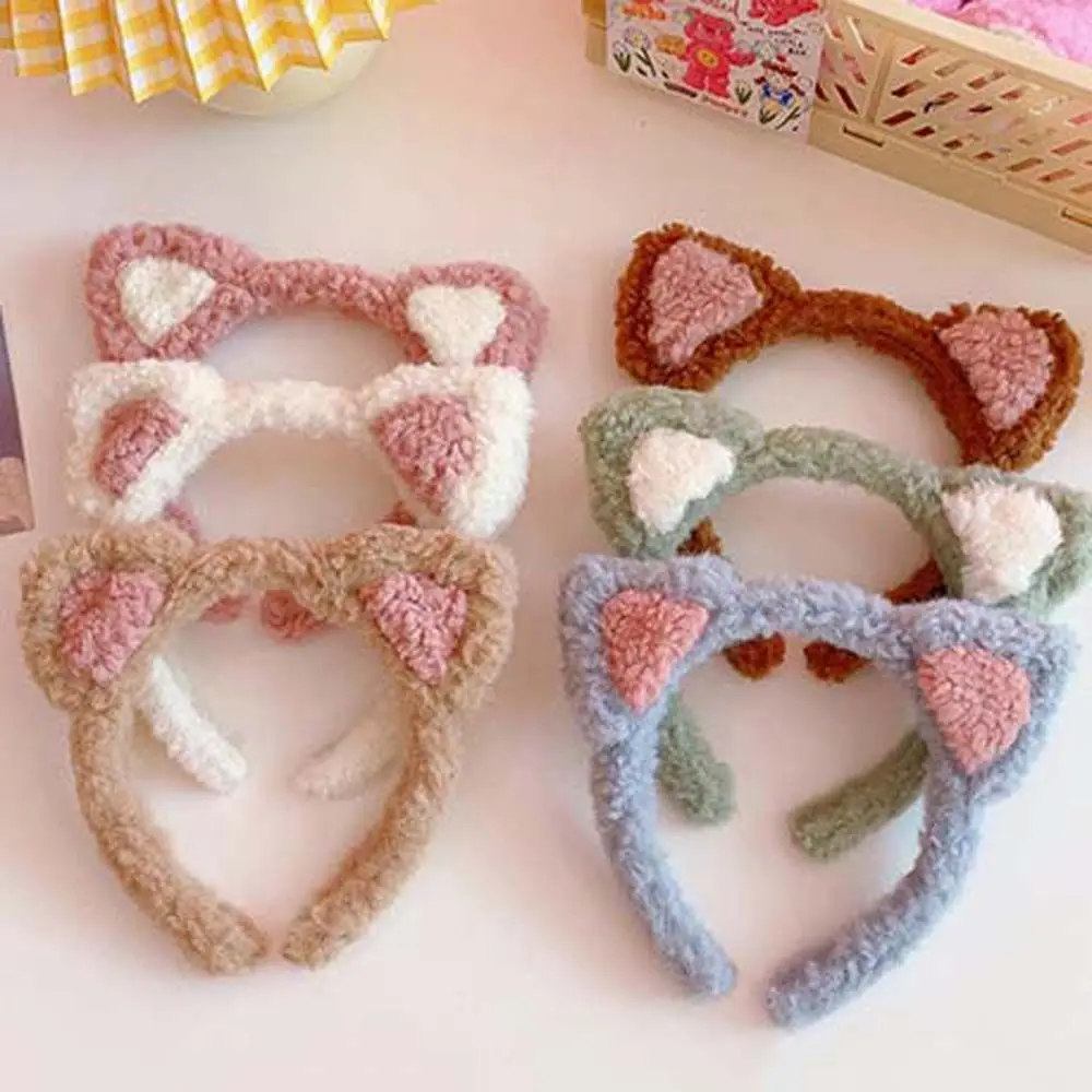 Women Kids Hair Accessories Plush Ears Cat Ears Fluffy Washing Face Cat Ears Hair Bands Hair Hoop Korean Style Plush Headbands