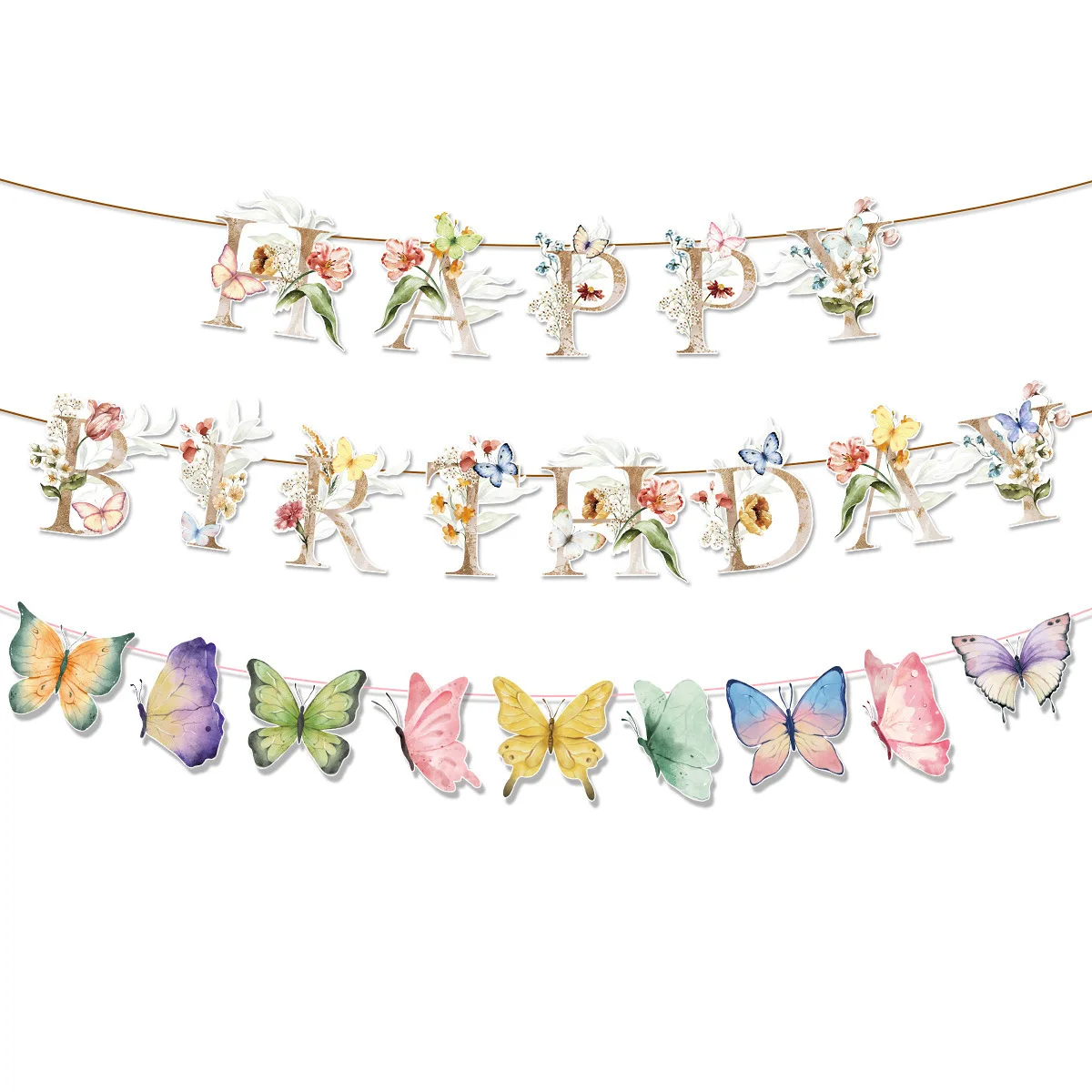

Butterfly Flower Happy Birthday Banner Spring Butterfly Streamer Babyshower Happy Girls Butterfly Birthday Party Decoration