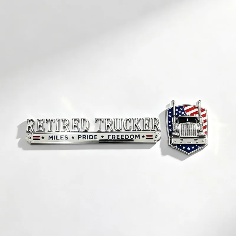 High-quality Modification Accessories DIY Decoration Scratch Concealment Retired Trucker Car Emblem Badge 3D Metal Stickers