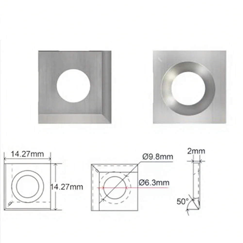 

10 шт. твердосплавные вставки, лезвие 14,27x14,27x2,0 мм-50 ° Набор сменных лезвий аспиратора с твердосплавным лезвием