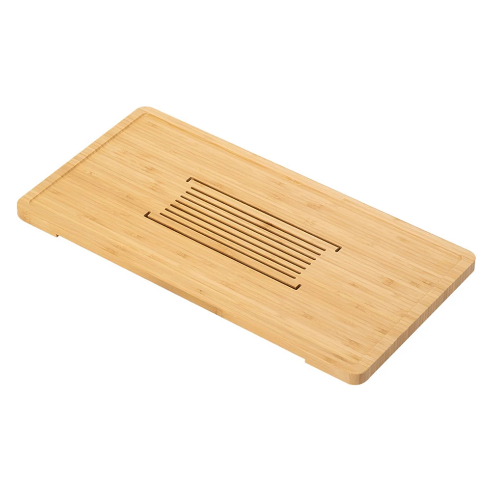

Bamboo Tea Tray Rectangular Storage Draining Kitchen Tray for Cups Bowls Fruits Vegetables Keep Kitchen Clean Tidy