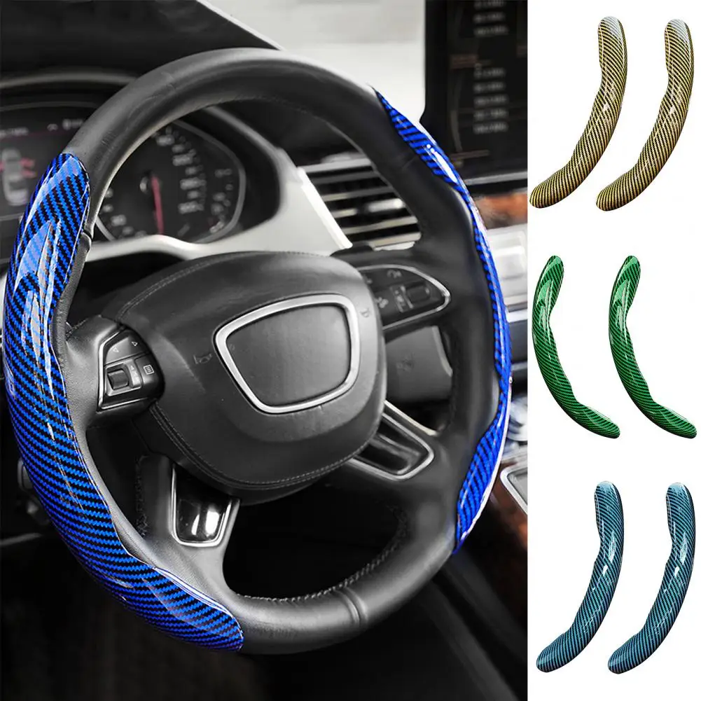 2Pcs Universal Fit Synthetic Fiber Car Steering Wheel Cover Ultra-thin Segmented Non-Slip Steering Wheel Cover Protector