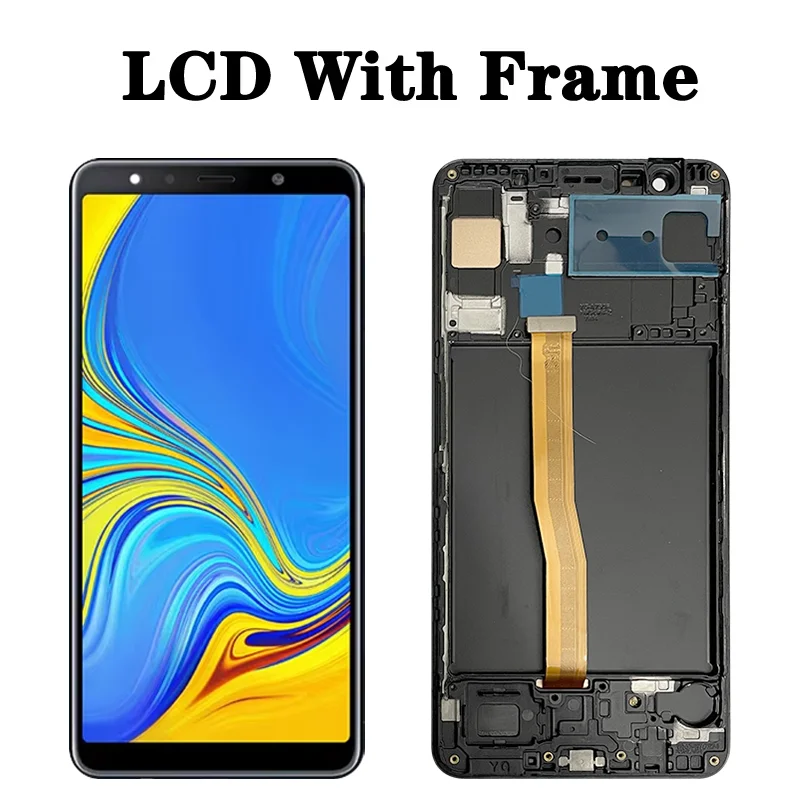 6.0 wysokiej jakości dla Samsung A7 2018 A750 LCD A750F A750FN wyświetlacz z ramką ekran dotykowy części zamienne do Digitizer — zdjęcie produktu 3