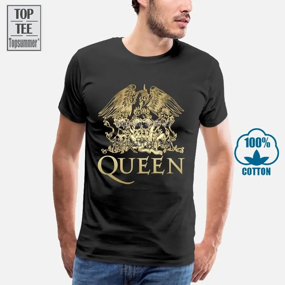 Queen Band Royal Crest Logo T Shirt Short Sleeve Custom T Shirts Fashion Random O Neck Cotton Big Size Mens T Shirts