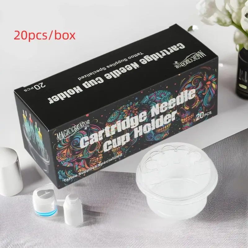 20PCS Tattoo Needle Cup Holder Disposable and Transparent for Efficient Cleaning