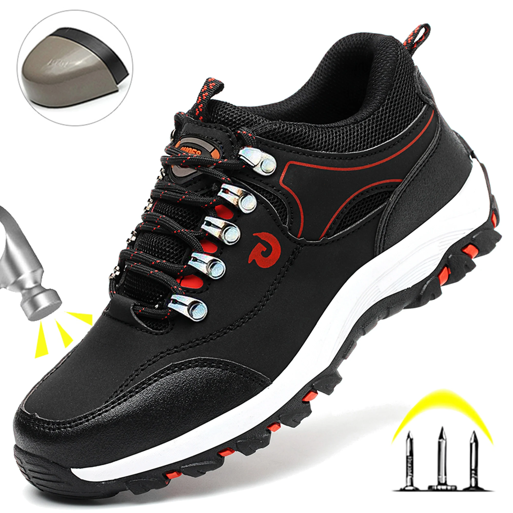 Men's Work Shoes Impact-Resistant Puncture-Proof Men's Safety Boots Durable  Factory-grade Comfortable  Outdoor Shoes for Men
