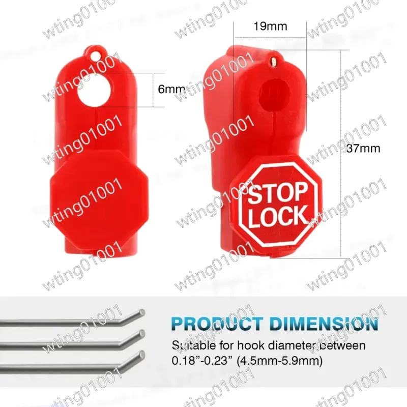100PCS 5mm 6mm Hook Lock for Store Supermarket Convenience Anti-theft Shelves with Brand Red Black Easy Stop Lock