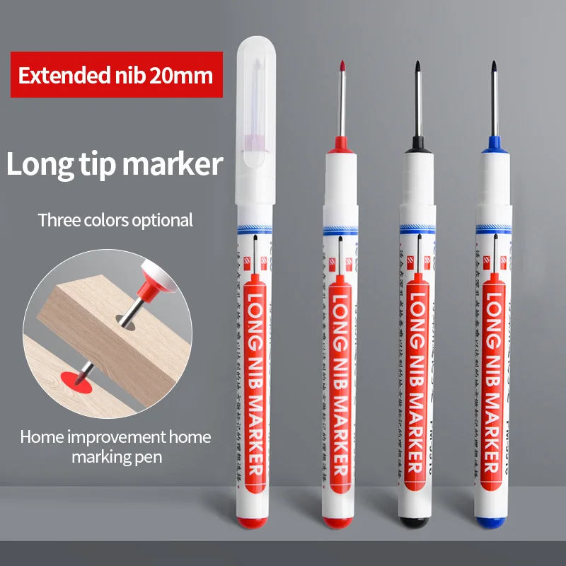 1/3/6Pcs Long Head Marker Pens 20mm Writing Carpenter Oil Markers Waterproof Construction Deep Hole Decoration Marker Pens