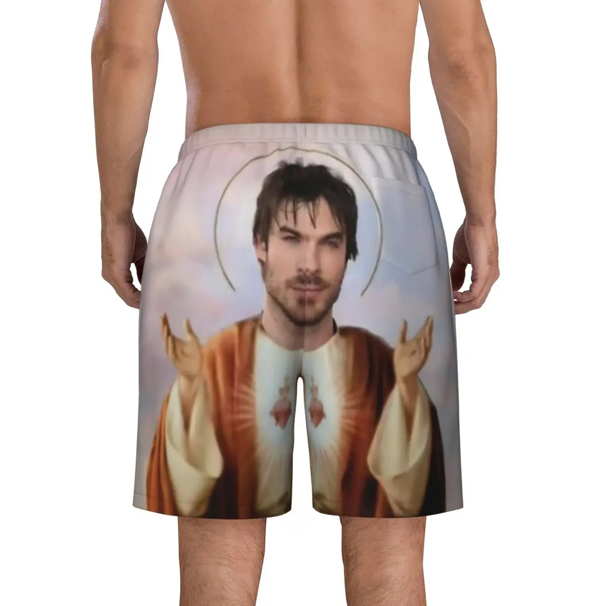 Jesus The Vampire Diaries Damon Salvatore TV Series Board Shorts Board Short Pants Men Sports Fitness Swimming Trunks
