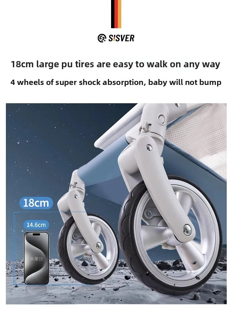 2 baby parm bisa duduk dan berbaring bayi baru lahir 0-8 tahun bayi high view double anak Mutiple Stroller