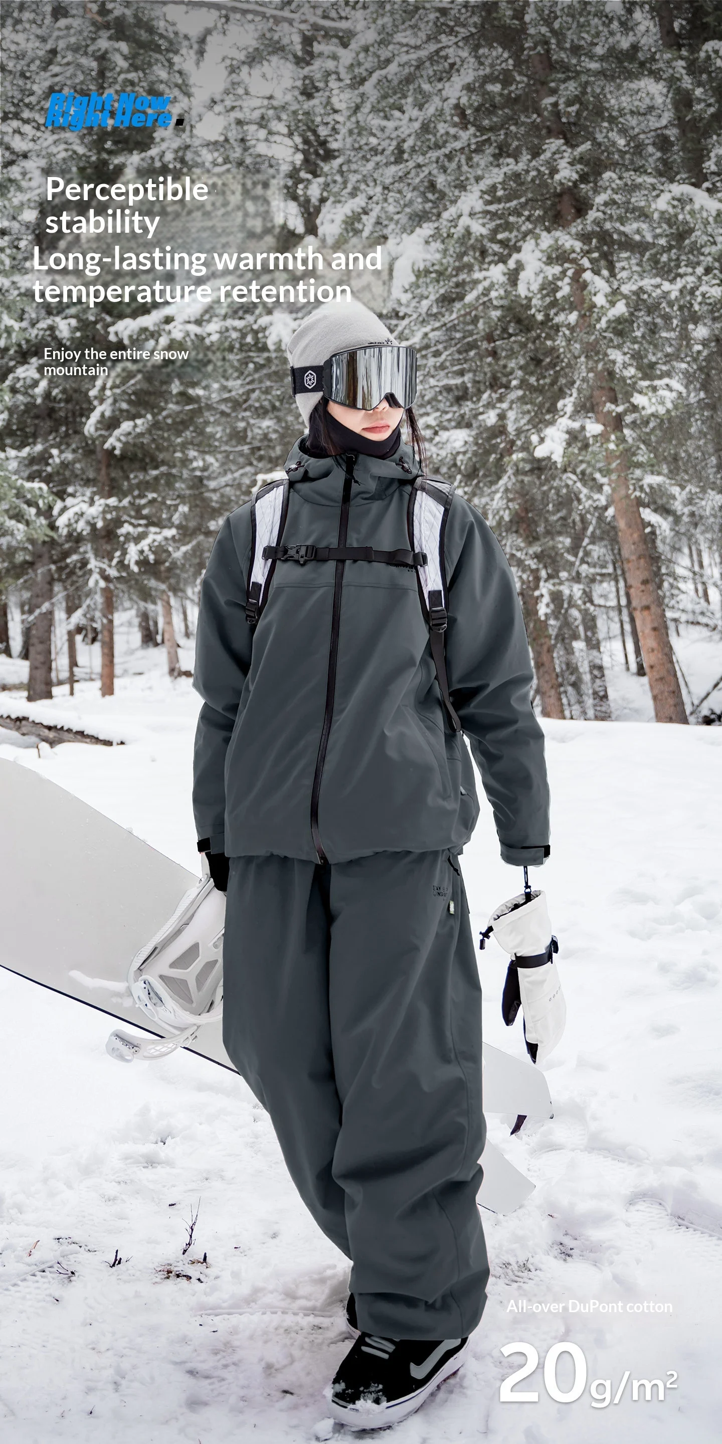 John Snow 2025 Neuer Ski-Anzug für Paare, Einzel- und Doppelmodell, locker geschnitten, wasserdicht, wärmeisolierend, Skihose und Skijacke – Detail 9