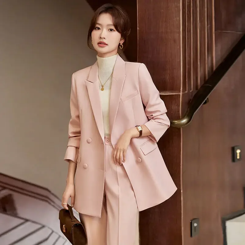 

Business Leisure Fashion Blazers Women's Mid-Length High-End Suit Jacket Spring Autumn Lady British Style Temperament Outwear