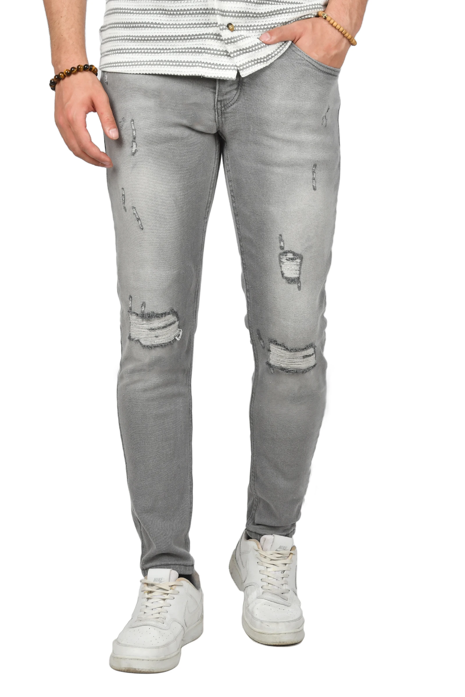 DeepSEA Laser Cut Ragged Slim Fit Jeans 2406552