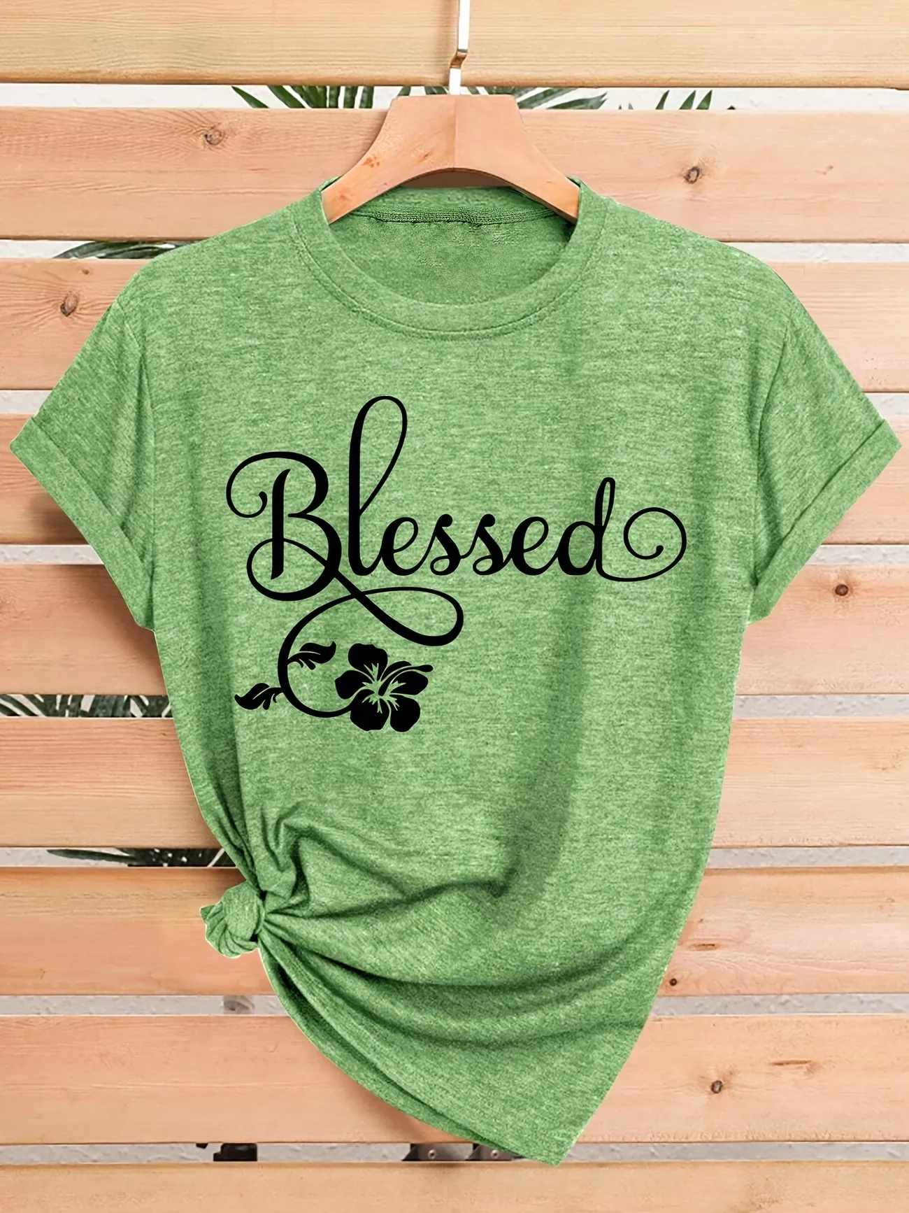 Y2k Retro Women Blessed Floral Graphic T Shirt Tee Faith Inspirational Quote T-Shirts Loose Short Sleeve Casual Tee Tops Gifts