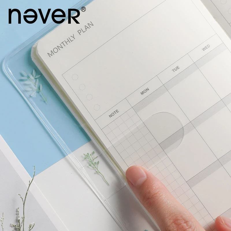 NEVER Kawaii Transparent Cover Weeks Planner Notebook Cover Small Fresh Hand Account Weekly Planner Book Jacket Protector