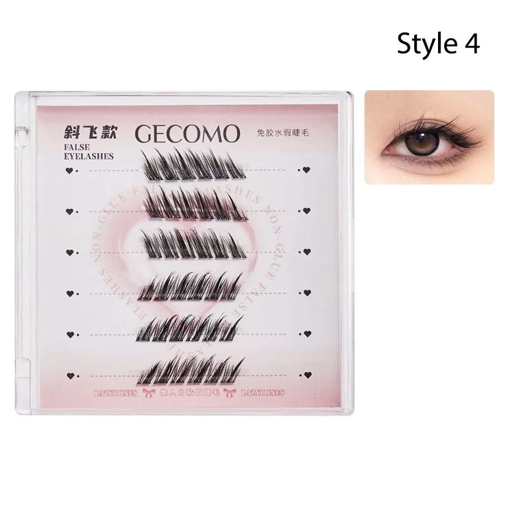 プレスオン セルフ接着式 クラスタまつげ 接着剤不要 再利用可能 セグメントまつげ ナチュラルルック ブラック