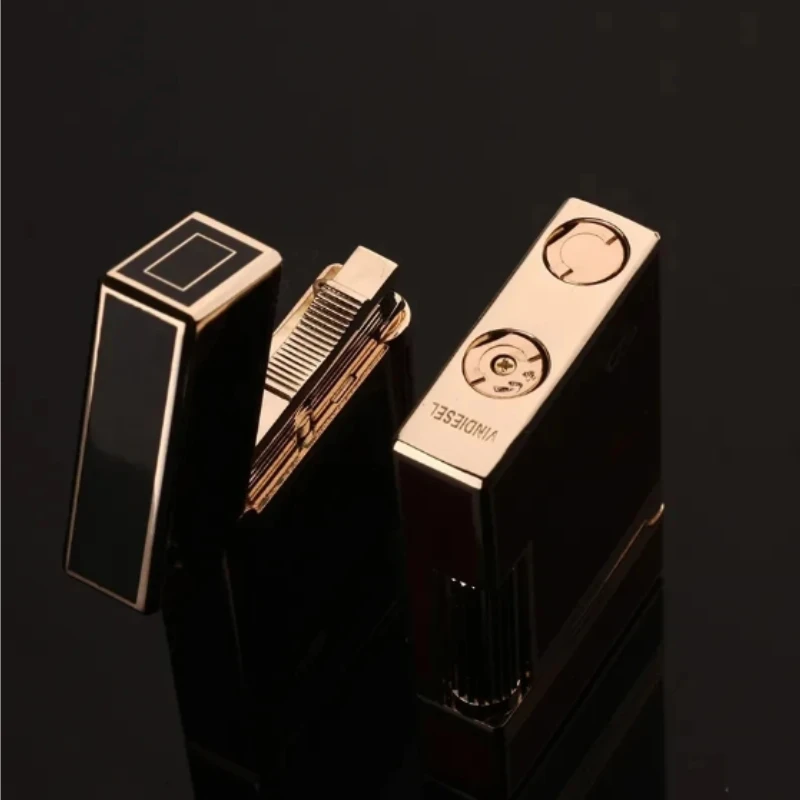 Genuine Business High-End Lighter, Gas Inflatable, Open Flame, Metal Side-Slip Cigarette Lighter, Gift Box, Boyfriend, Father