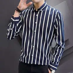 Spring Autumn New Fashion Turn-down Collar Long Sleeve Striped Blouse Men's Clothing Casual Korean All-match Youth Loose Shirts