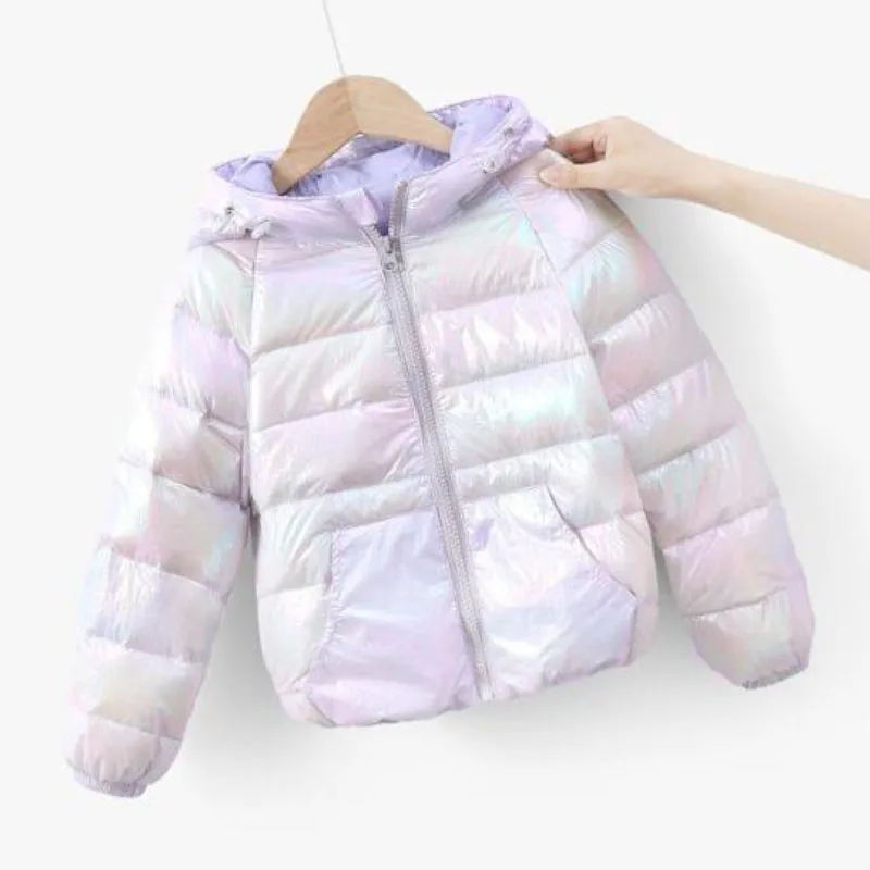 Winter hooded warm down jacket with letter printing 2-8 years old boys girls colorful coat Korean version fashionable children\'s