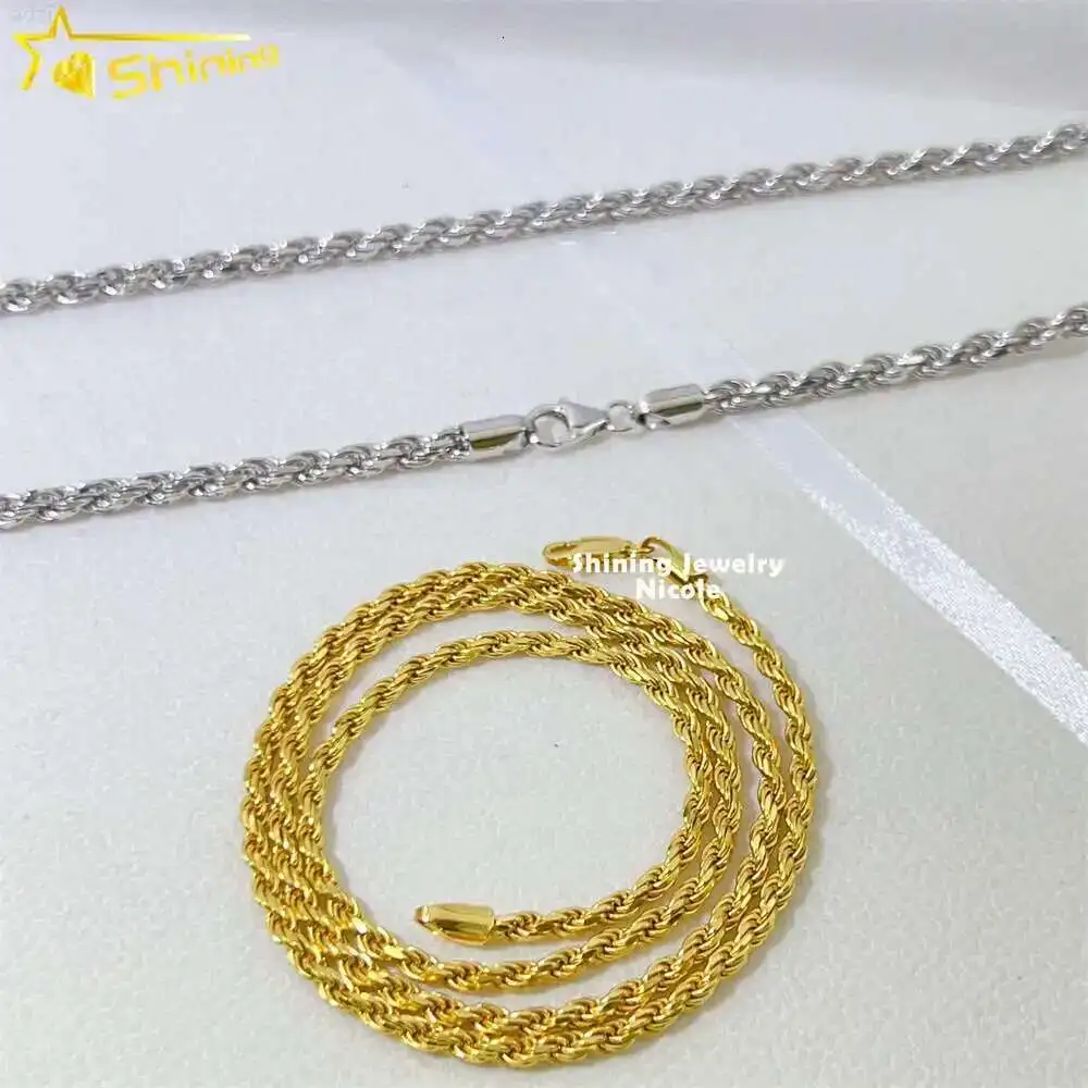 

Wholesale Price Solid Silver Jewelry 1.2mm 1.3mm 2mm 3mm 4mm Gold Plated Necklace 925 Sterling Silver Rope Chain