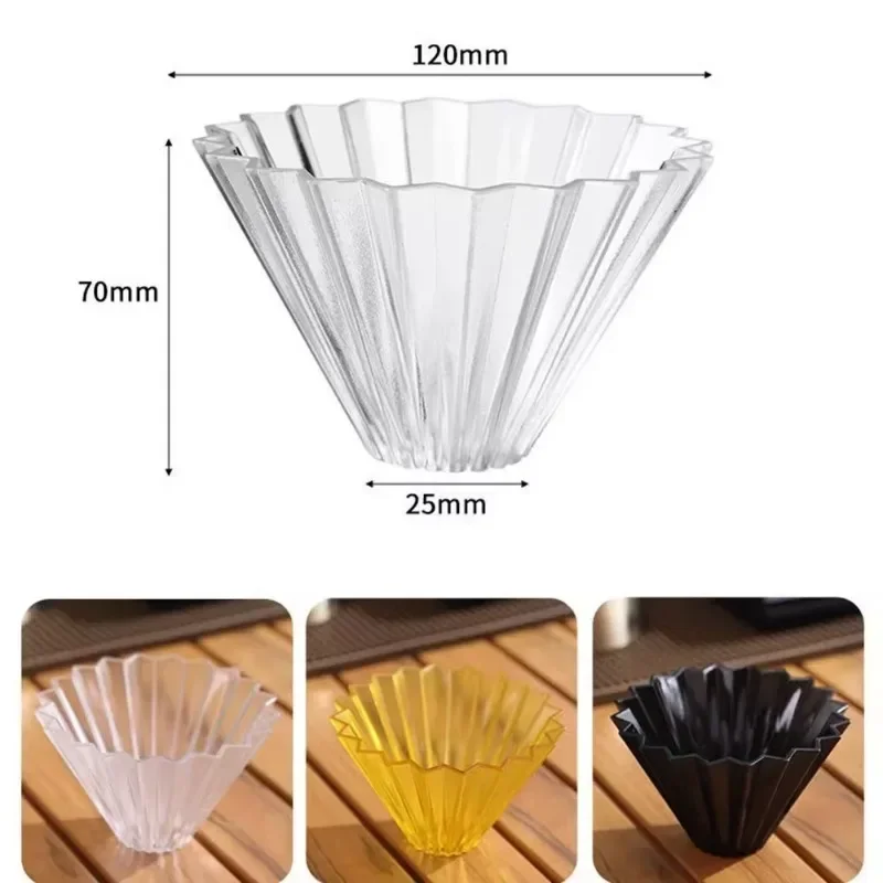 1-2 Servings Outdoor Hand-brewed Coffee Filter Cup Set Resin Origami Filter Cup Cake Drip Filter Cup Barista Utensils