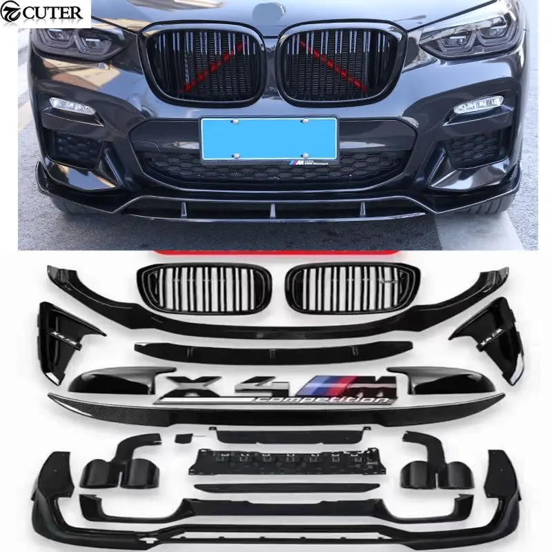 G02 X4 X4M Competition style ABS Front Lip Splitter grills rear diffuser Rear spoiler Mirror Cover for BMW G02 X4 Car Body Kit
