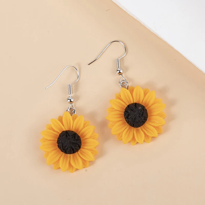 1pair Resin Daisy Chrysanthemum SunFlower Drop Earrings Multi-szie DangleEarrings Pendant For DIY Jewelry Gifts