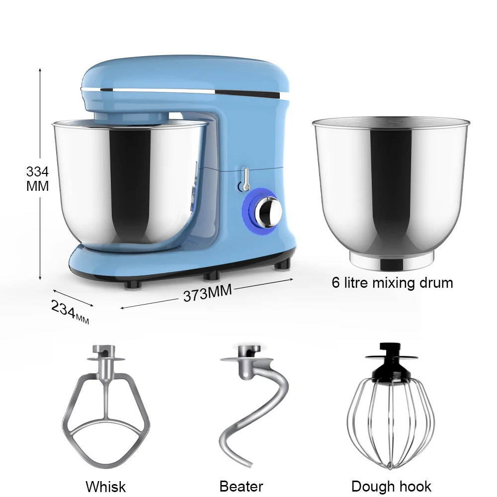 Household Kitchen Appliances 6L Batidora Food Mixer Machine Bread Dough Cake 1500W Planetary Electric Stand Mixer