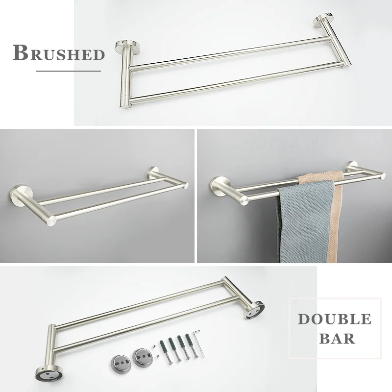 

Brushed Nickel Stainless SteelTowel Bar Wall-Mounted Bathroom Accessories Soap Dish Hand Towel Holder Toilet Tissue Box Cover