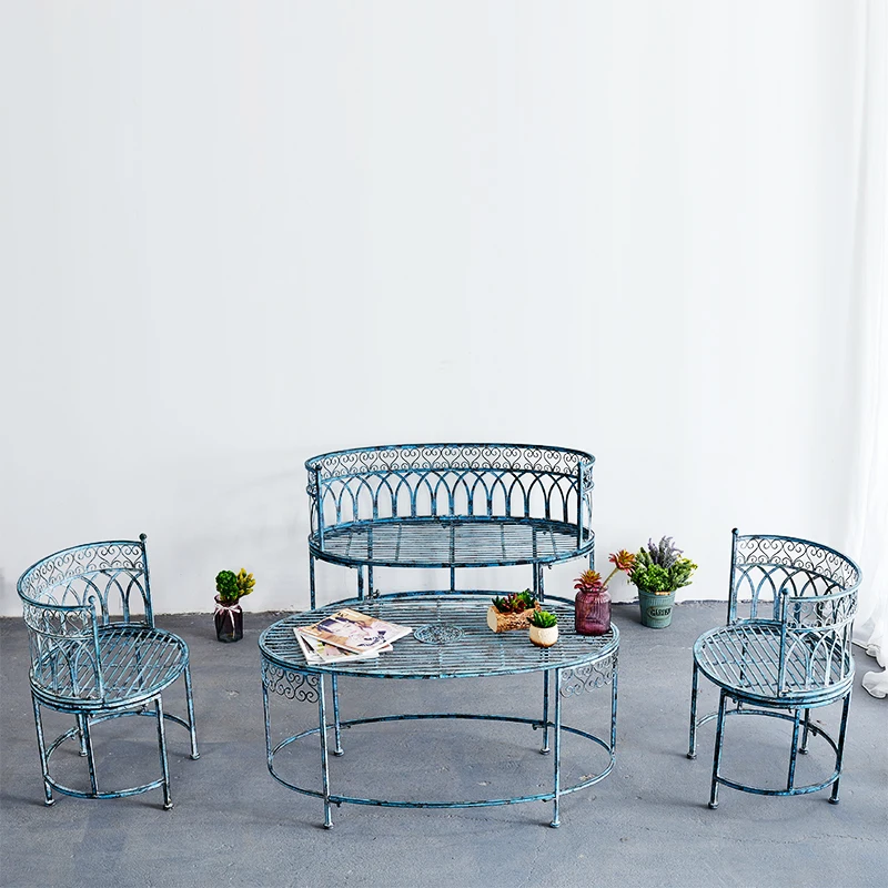 

Retro and old, wrought iron garden villa leisure tables and chairs, courtyard double chairs, gardening decoration, groceries