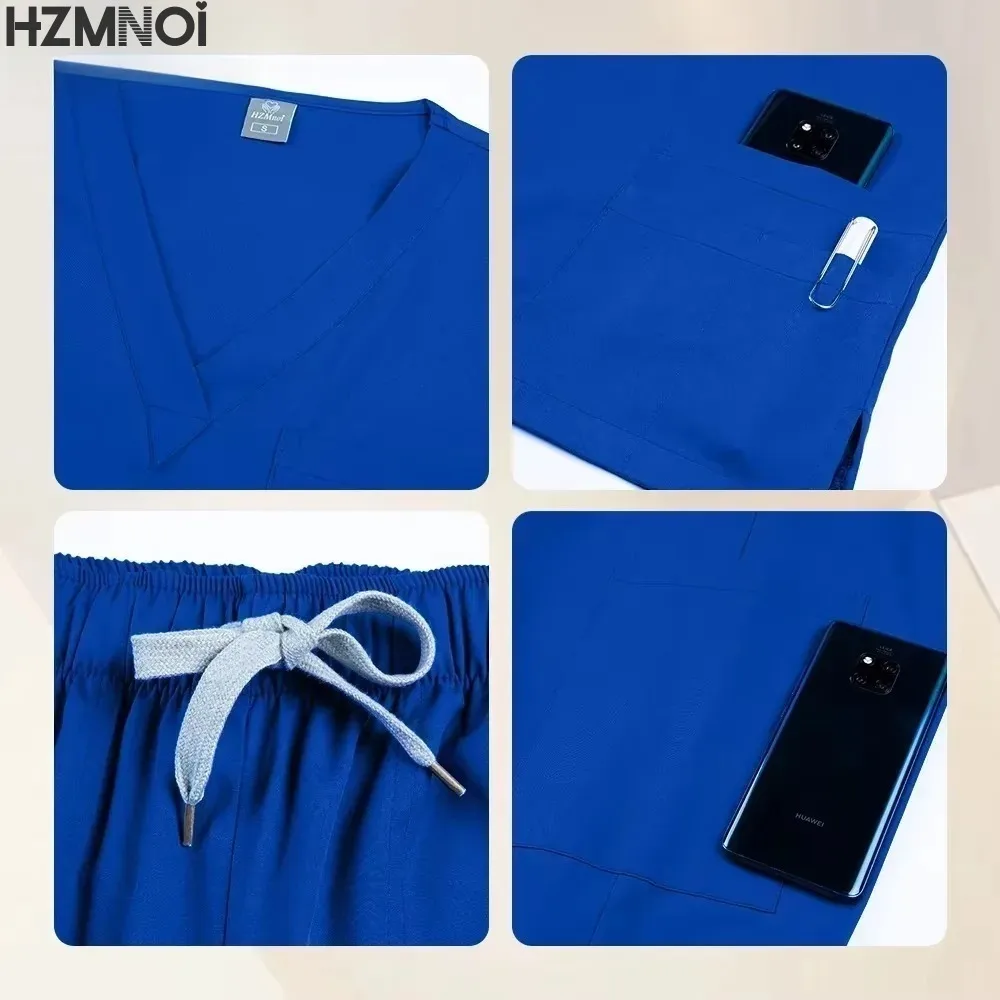 Uniforme médico, conjunto de exfoliante elástico, batas quirúrgicas de Hospital, Tops, pantalones, ropa de trabajo de enfermería, ropa para médicos, accesorios médicos