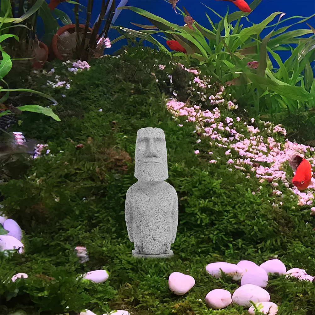 Miniature Moai Statue Realistic Stone Sculpture Aquarium Ornament Fish Tank Decoration Garden Landscape Small Artistic Statue