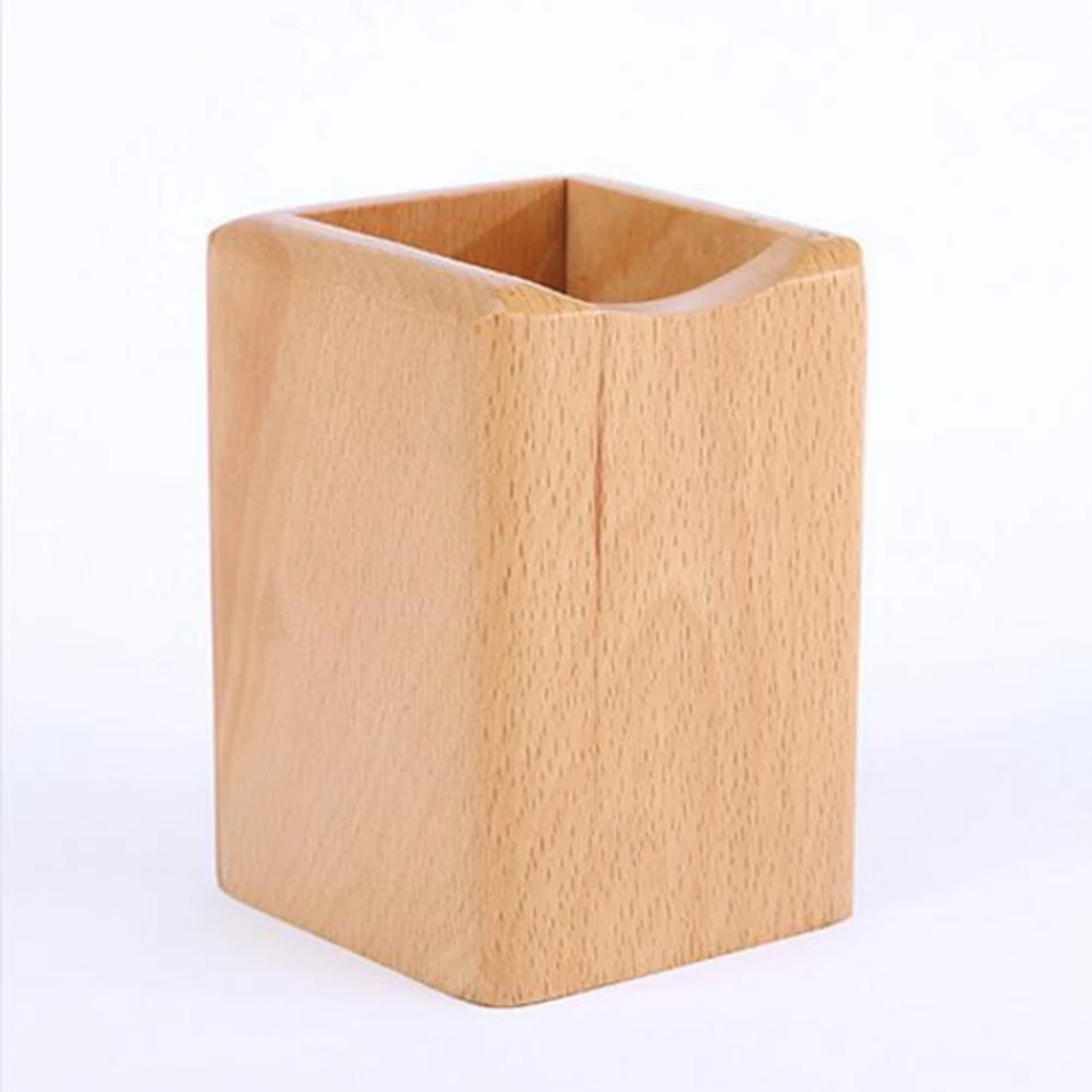 

Wooden Pen Holder Multifunctional Desk Organizer Storage Box For Pencils Cosmetics Chopsticks Scratch