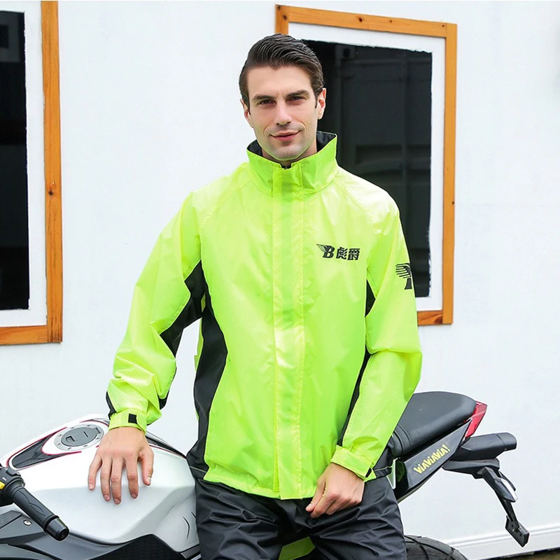 Adult Men Motorcycle Raincoat Split Waterproof Poncho Rain Jacket Pants Suit Outdoor Fishing Hiking Camping Rainwear Rain Gear