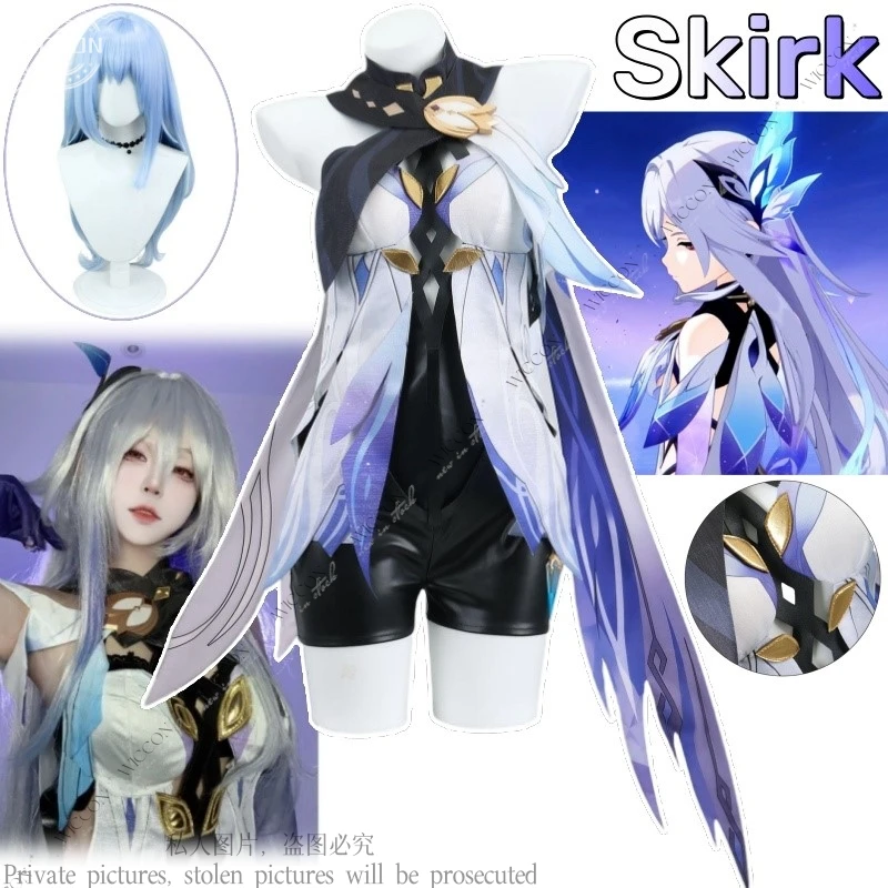 

Skirk Genshin Impact аниме игра косплей костюм парик платье униформа головные уборы фехтовальщик Мастер Тартальи для девочек и женщин Хэллоуин