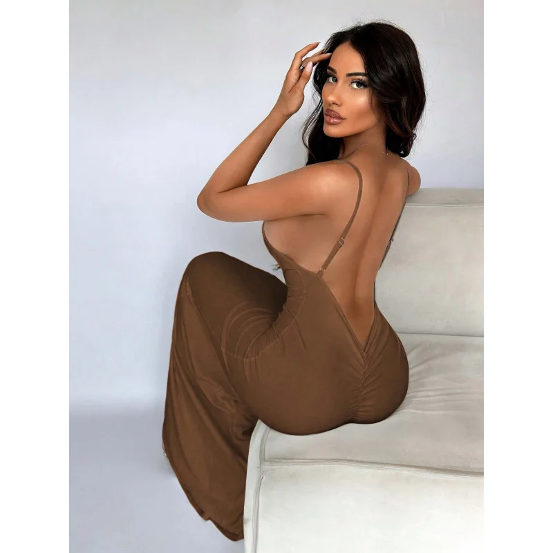 YQ1-Sexy StyleVCollared فستان بلا أكمام صيف جديد ارتفاع الخصر البلوز Bodycon فستان طويل للنساء #4