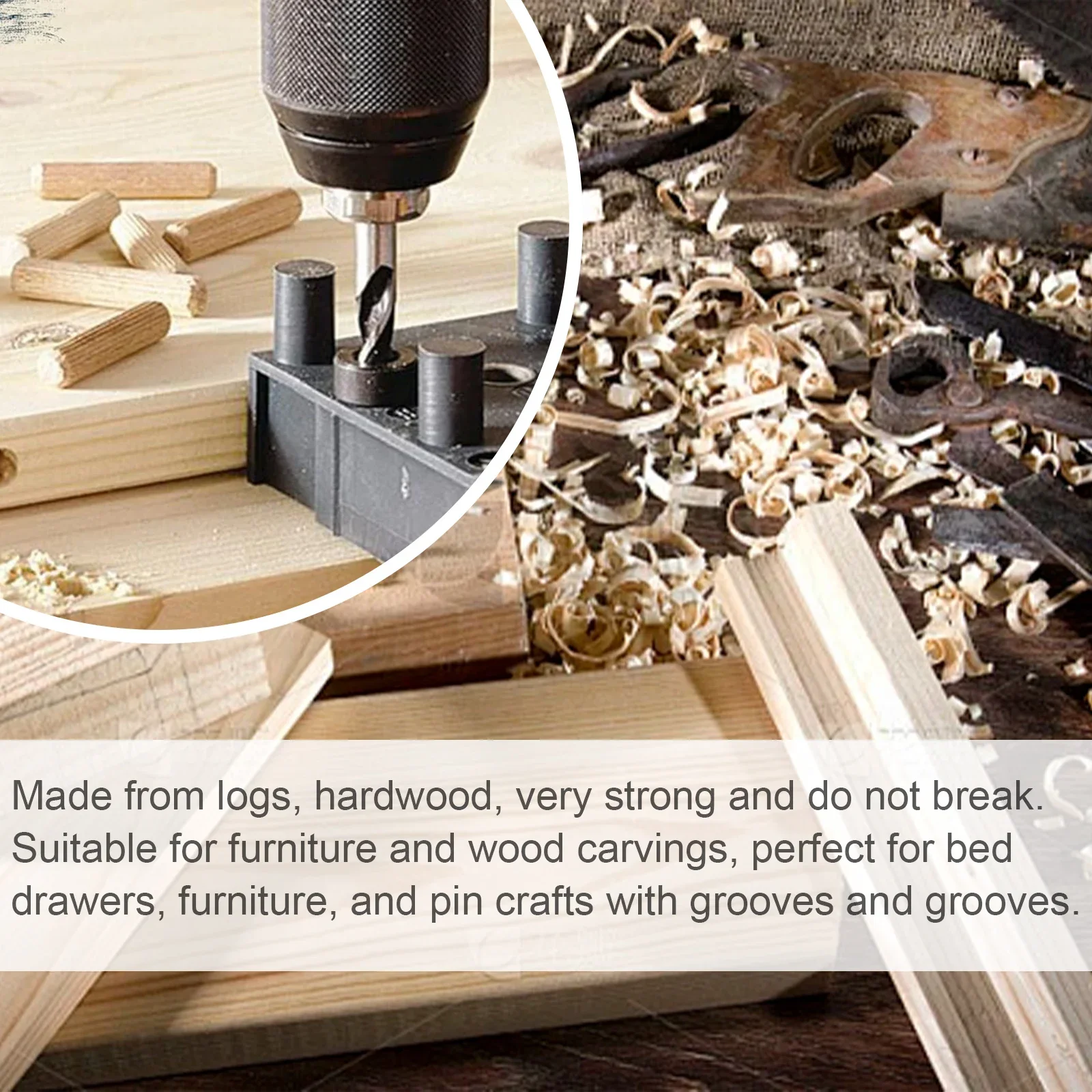 10pcs Wooden Dowels Hard Wood Grooved Plugs Furniture Woodwork Grooved Fluted Pin Craft Carpentry Woodworking Doweling Jig Kit