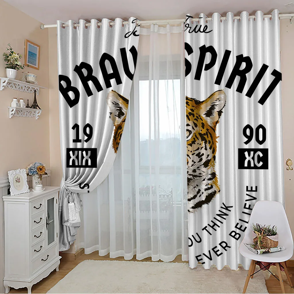 

Curtains For Living Room Perforated Bedroom Blackout 100% Polyester Home Suitable Balcony Screen Kitchen Dustproof