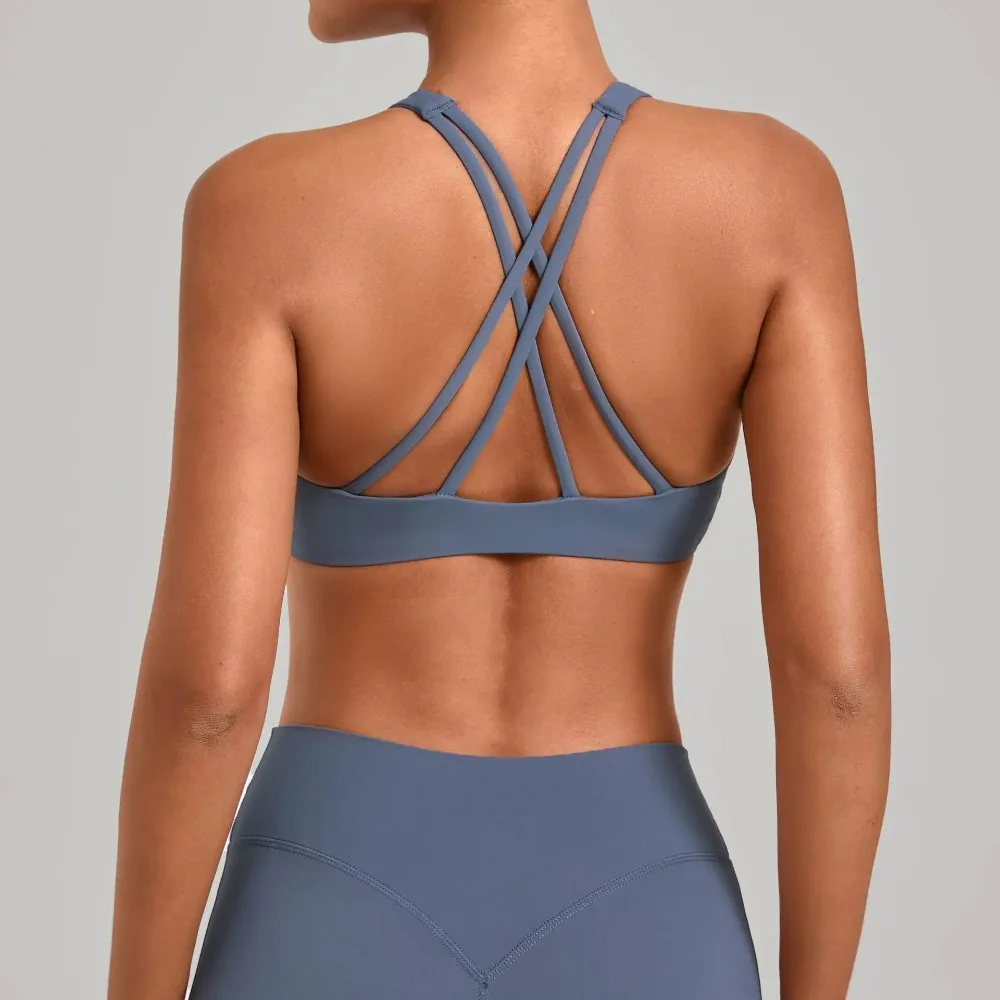 Nouveau Gym entraînement haut de fitness en plein air polyvalent dos croisé soutien-gorge de sport s