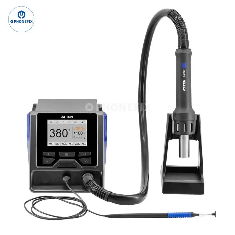 Atten GT-1028 1300W Desoldering Station Programmable Internet BGA Rework Station Intelligent Hot Air Gun With Vacuum Pen Nozzles